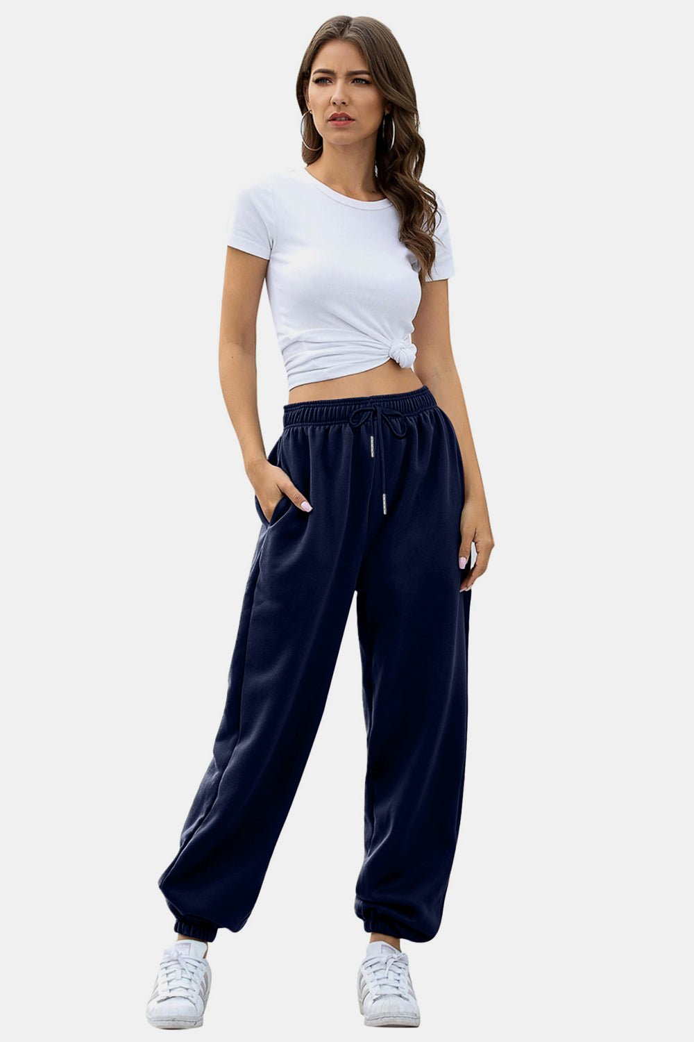 Elastic Waist Joggers with Pockets - GlossDrop