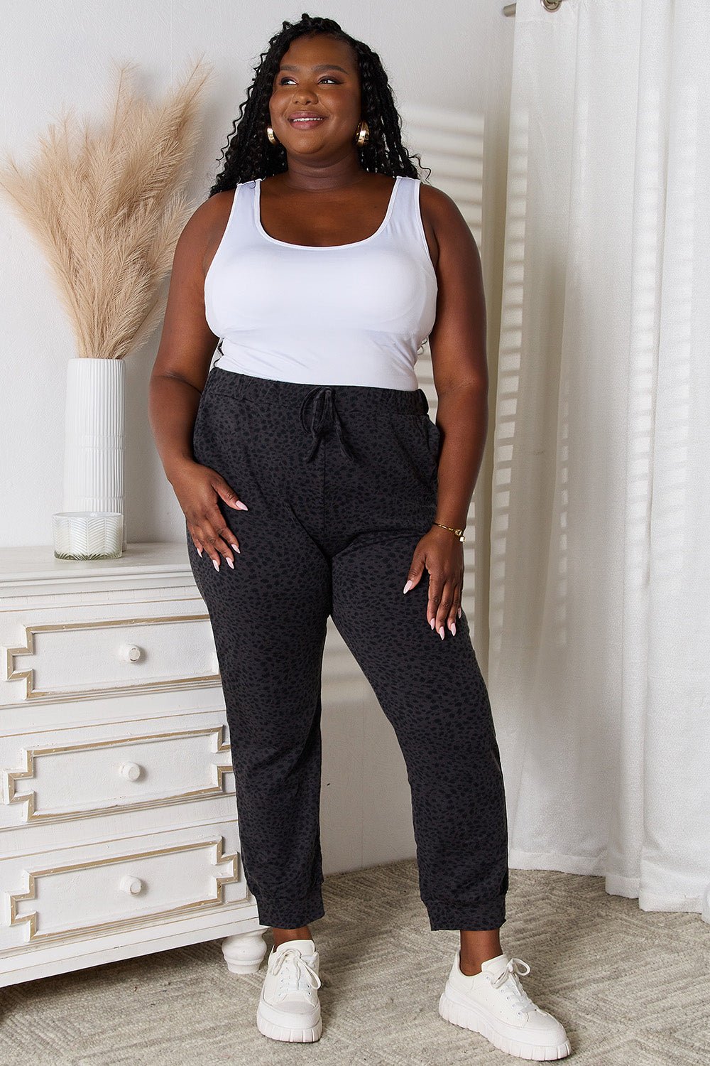 Basic Bae Leopard Print Joggers with Pockets - GlossDrop