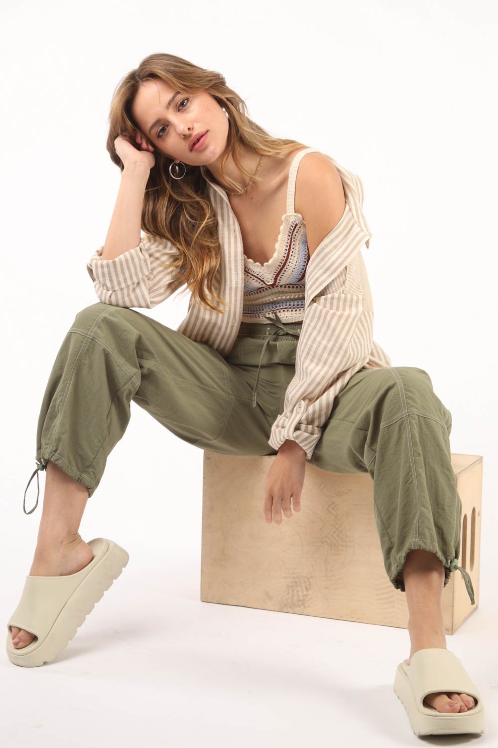 VERY J Drawstring Woven Parachute Joggers - GlossDrop