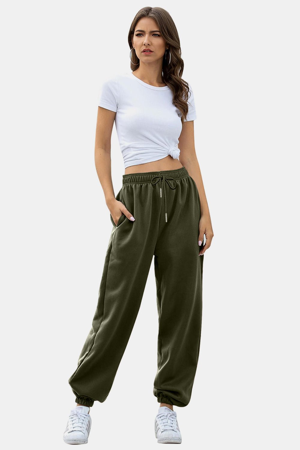 Elastic Waist Joggers with Pockets - GlossDrop