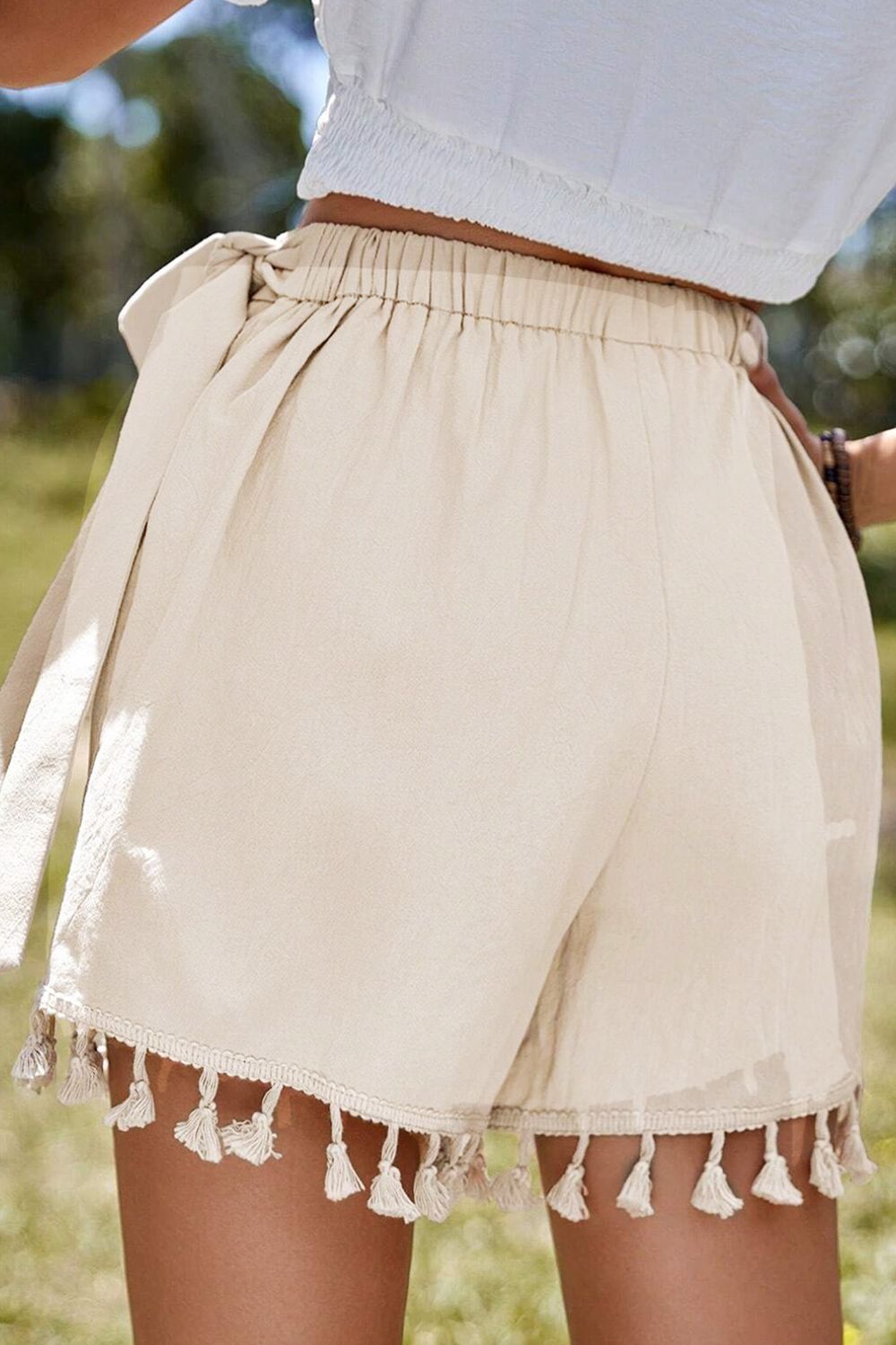 Tassel Trim Wrap Knot Side Mini Skort - GlossDrop
