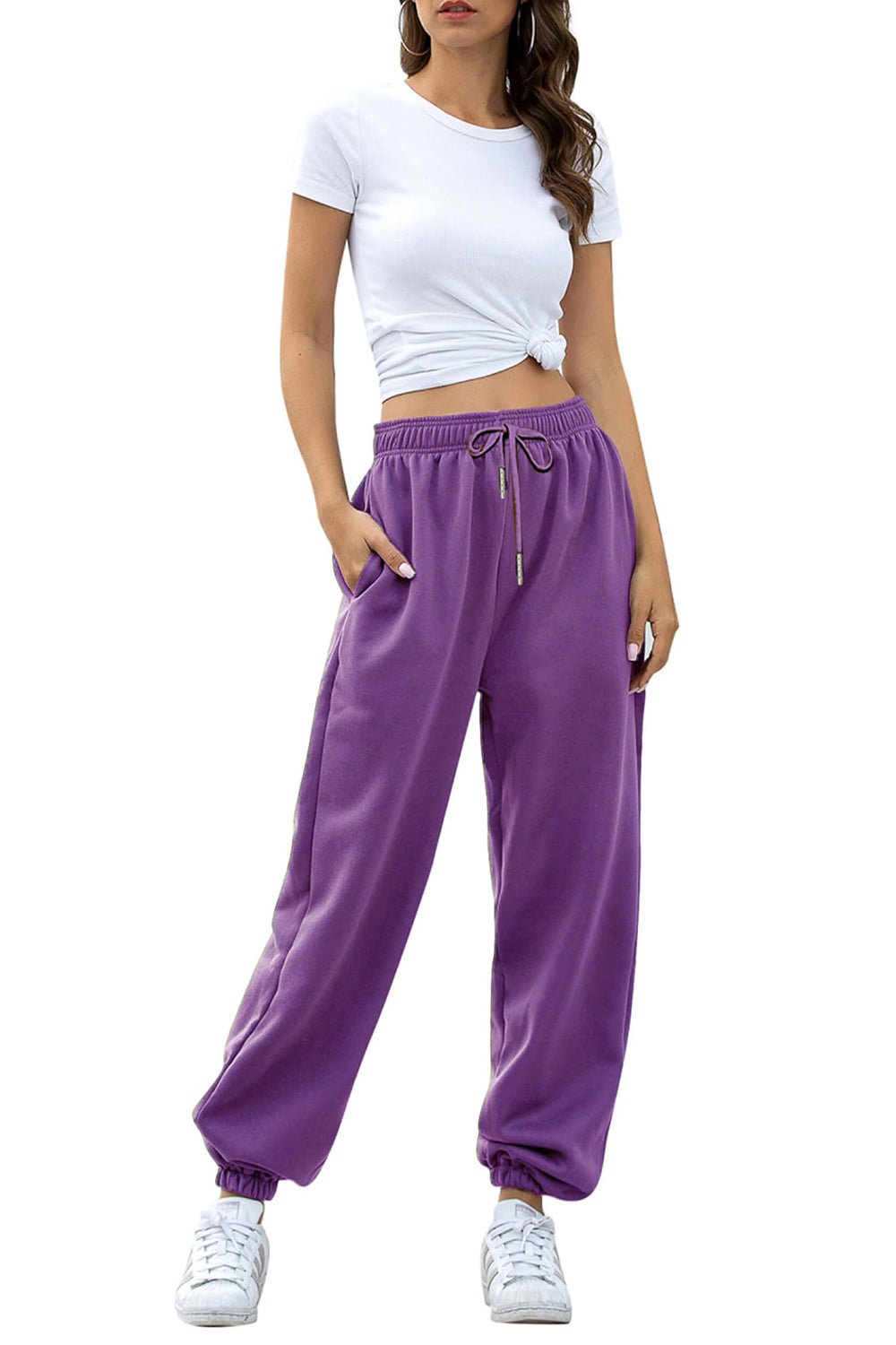 Elastic Waist Joggers with Pockets - GlossDrop