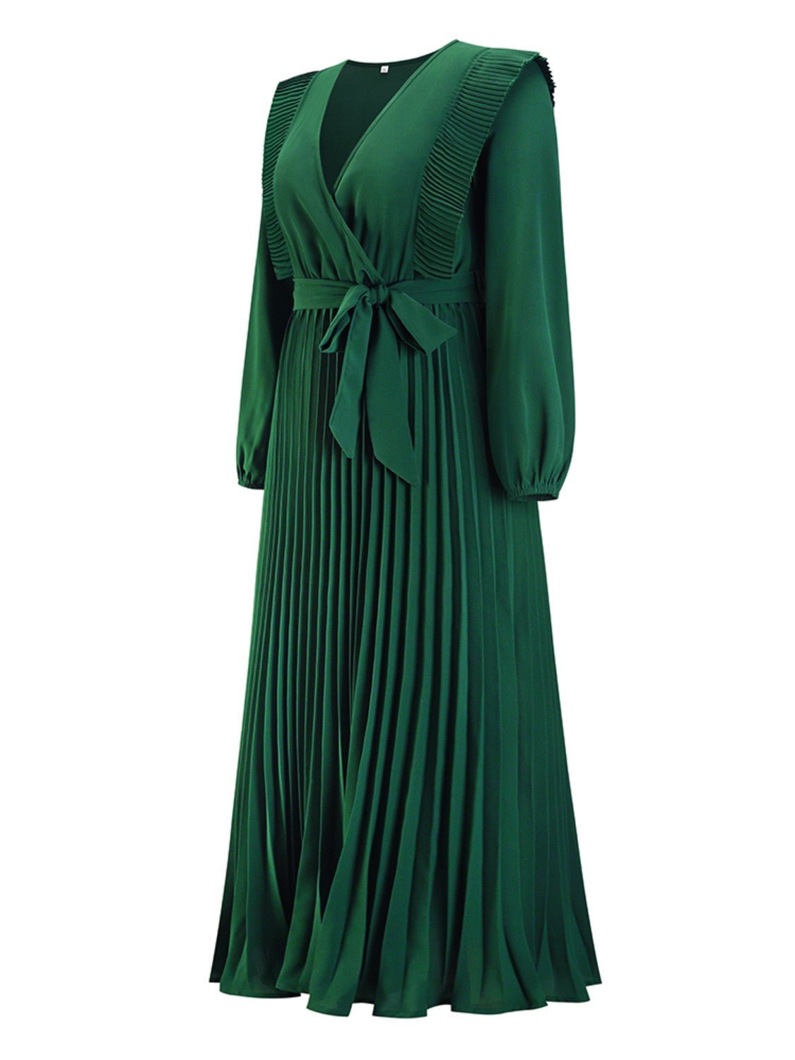 Pleated Surplice Tie Waist Maxi Dress - GlossDrop