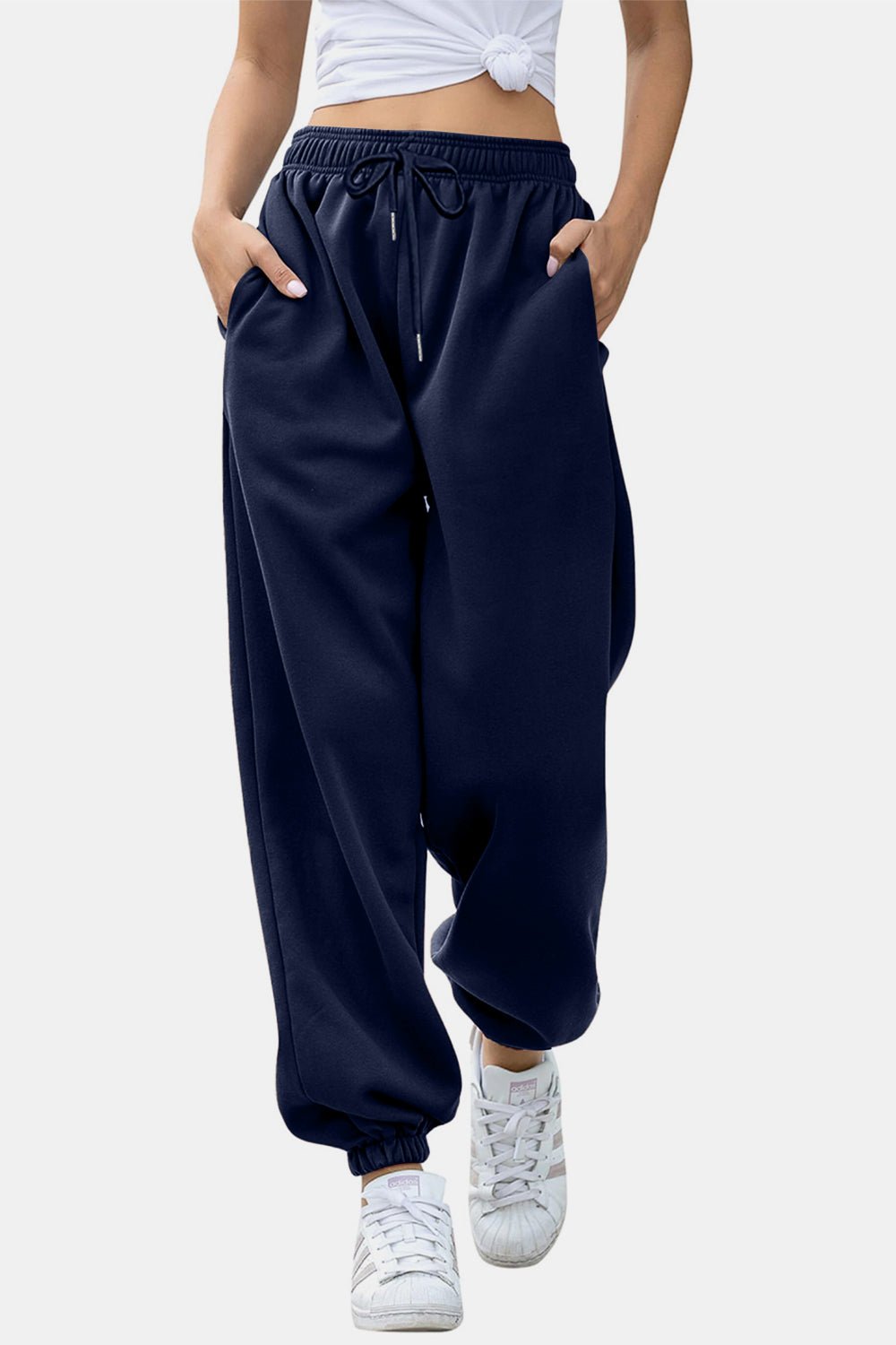 Elastic Waist Joggers with Pockets - GlossDrop