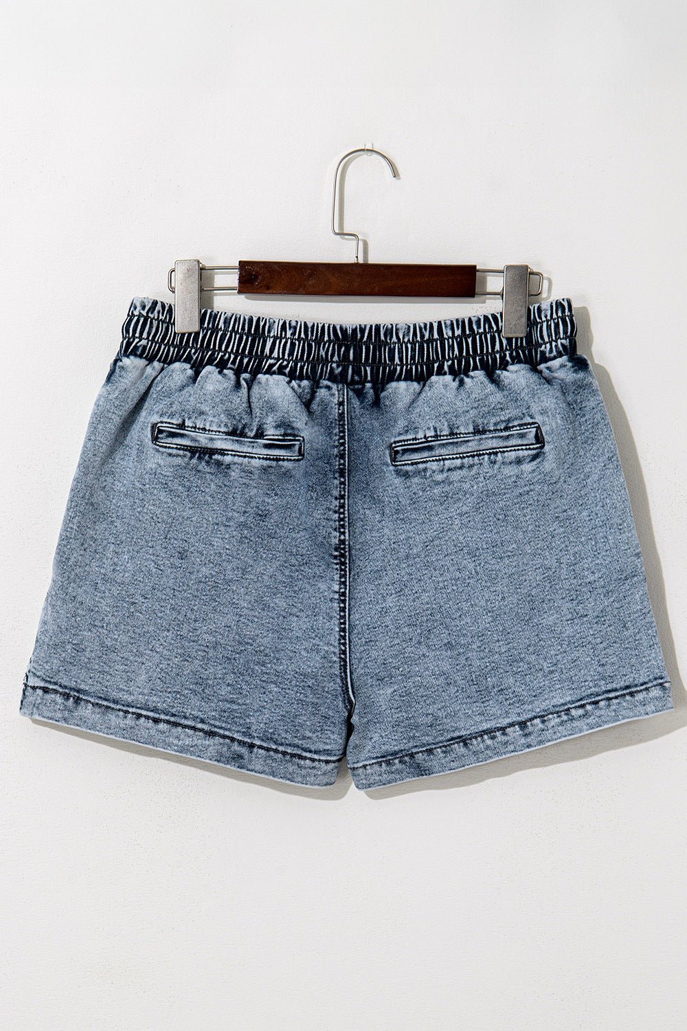 Drawstring High Waist Pocketed Denim Shorts - GlossDrop