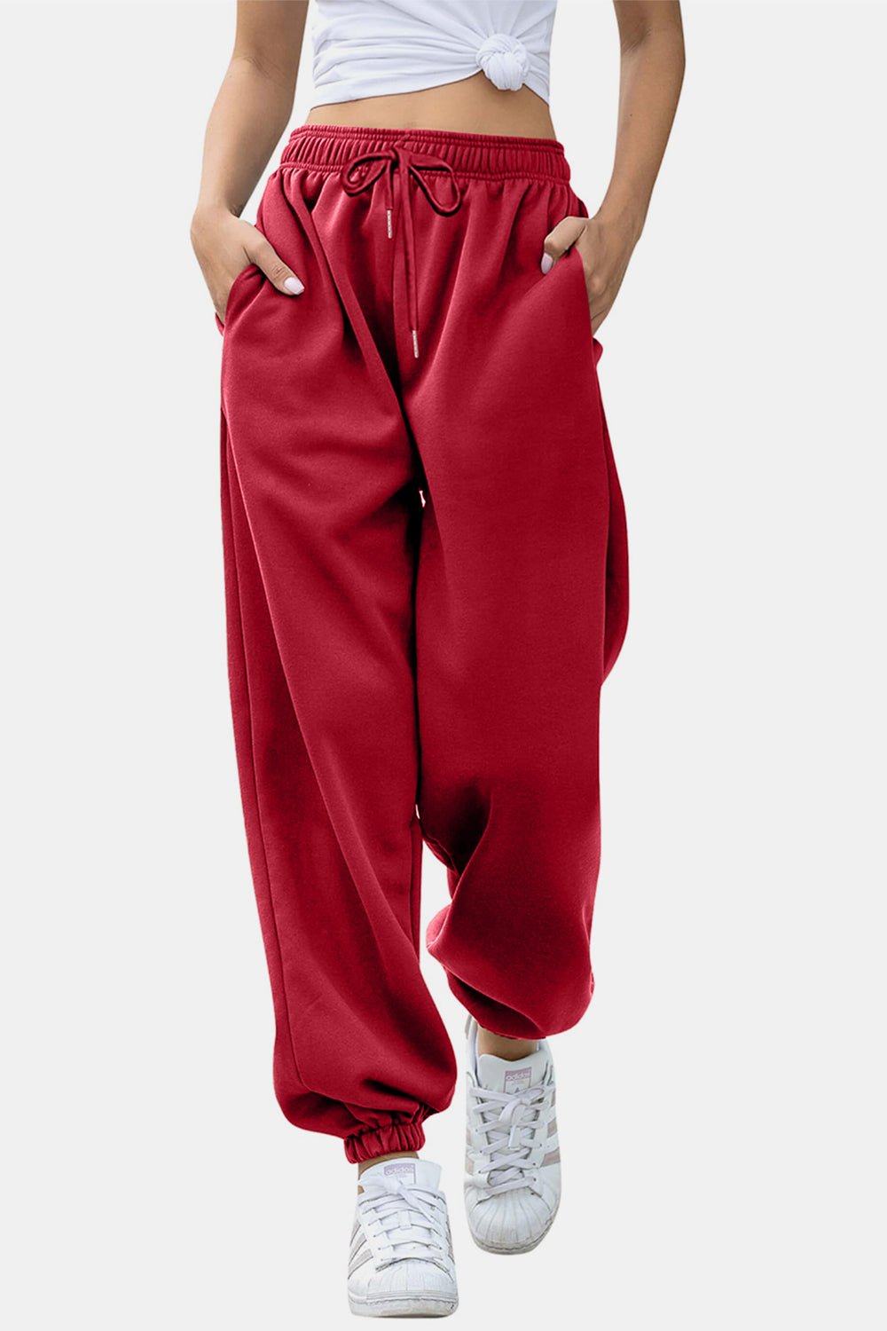 Elastic Waist Joggers with Pockets - GlossDrop