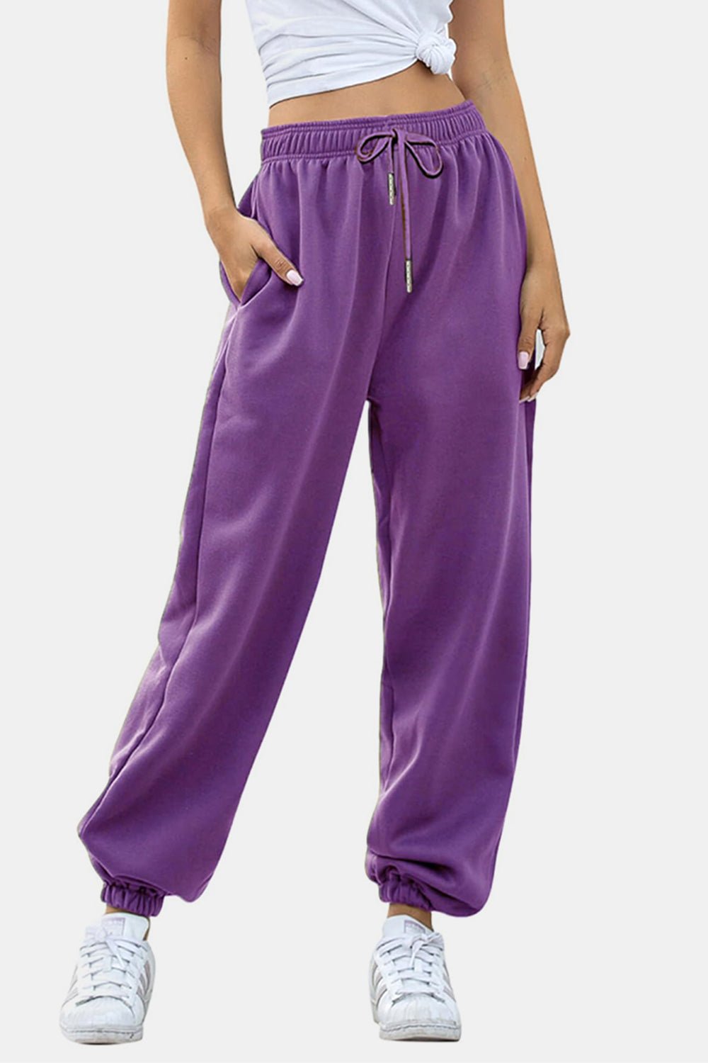 Elastic Waist Joggers with Pockets - GlossDrop