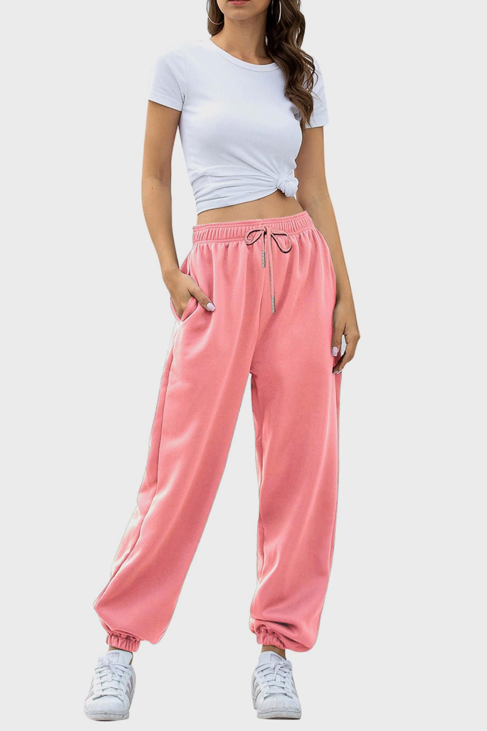 Elastic Waist Joggers with Pockets - GlossDrop