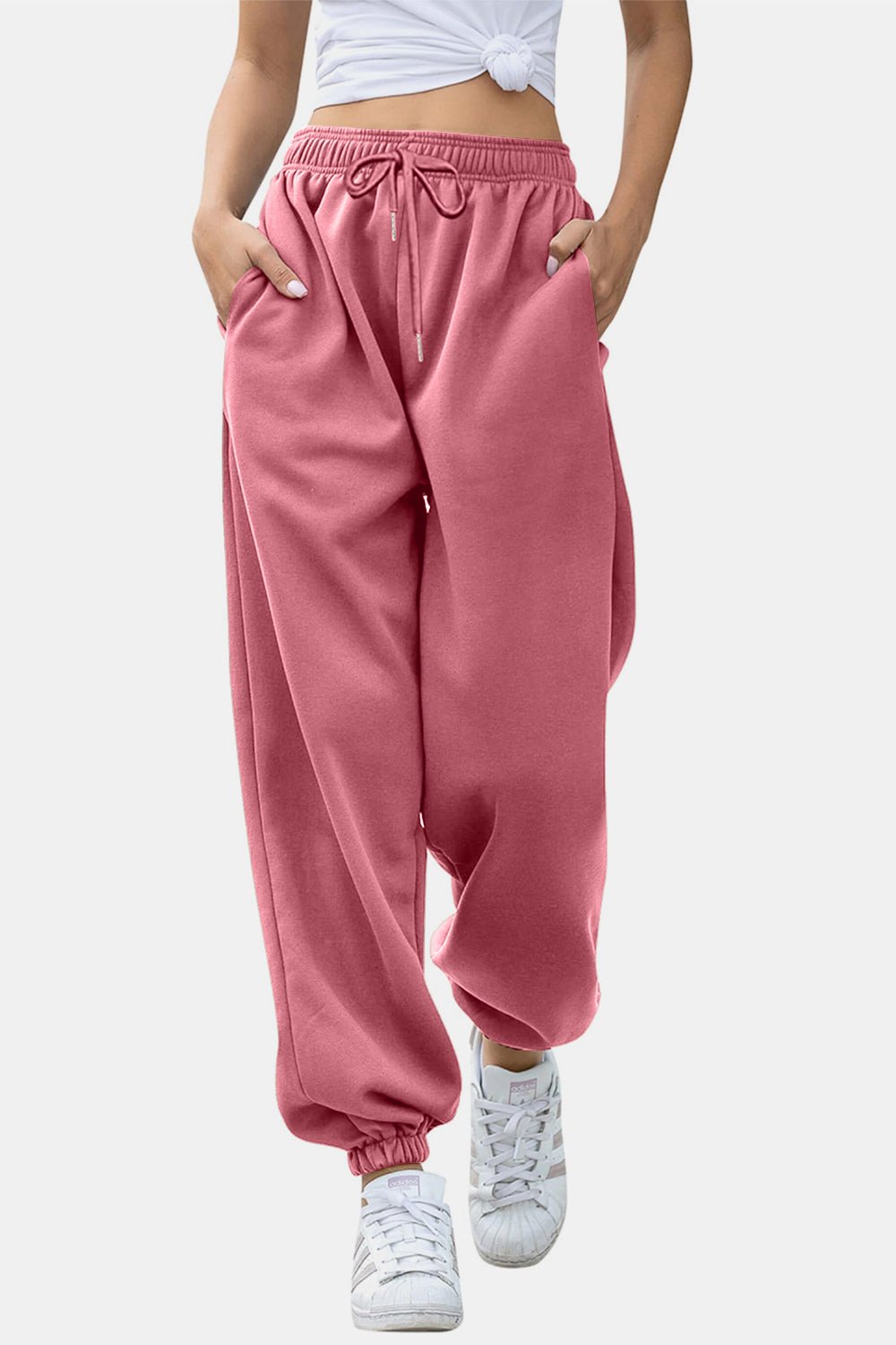 Elastic Waist Joggers with Pockets - GlossDrop