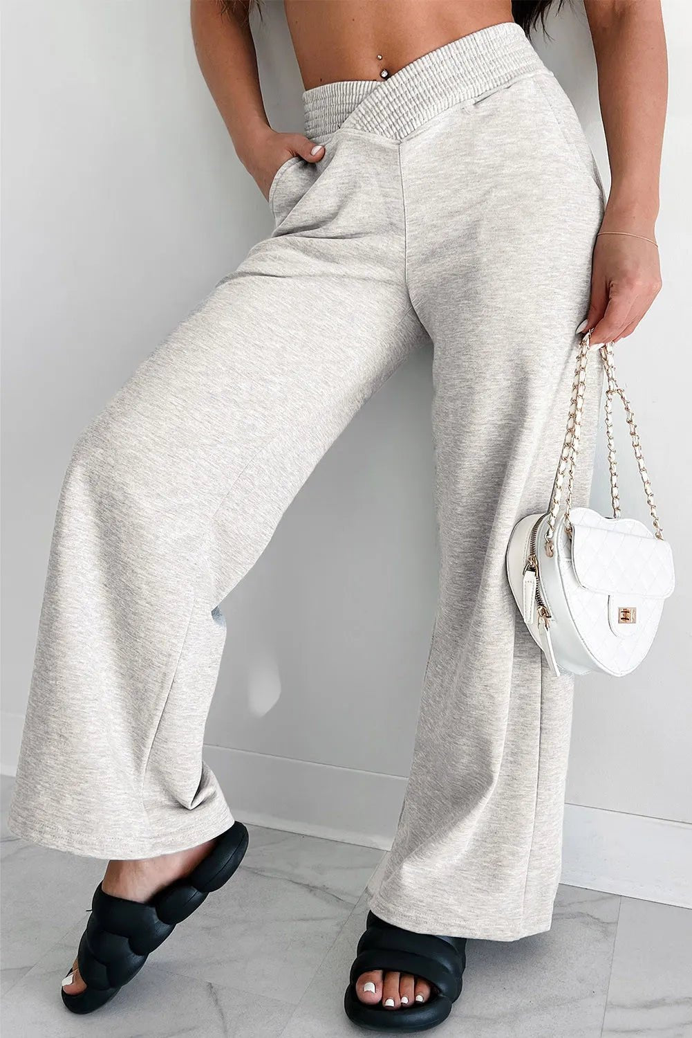 Elastic Waist Active Pants with Pockets - GlossDrop