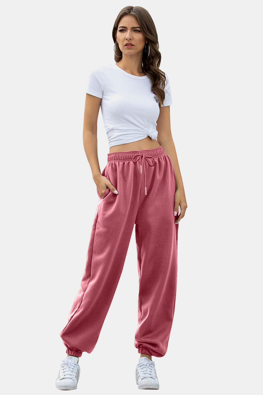 Elastic Waist Joggers with Pockets - GlossDrop