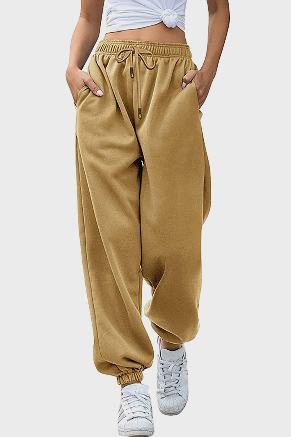 Elastic Waist Joggers with Pockets - GlossDrop