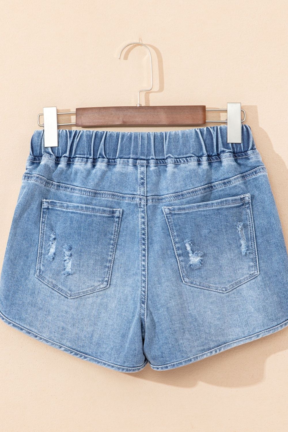Drawstring High Waist Distressed Denim Shorts - GlossDrop