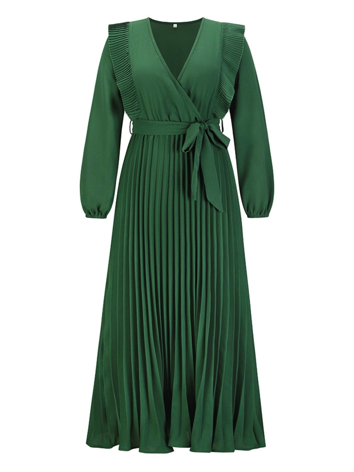Pleated Surplice Tie Waist Maxi Dress - GlossDrop