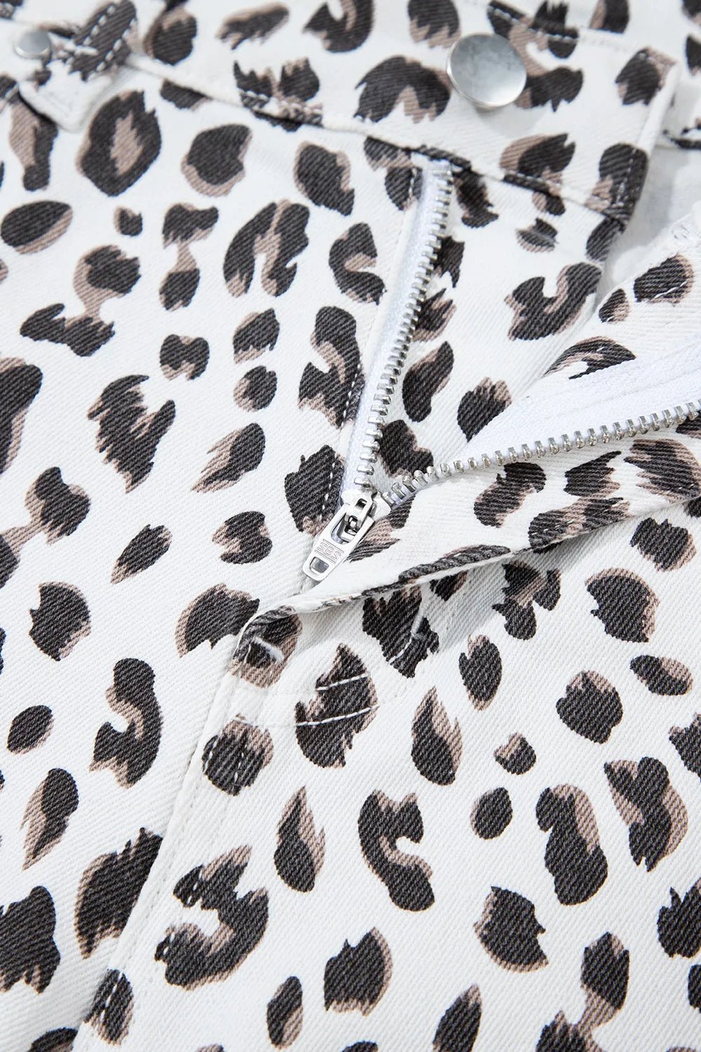 Leopard Frayed Hem Denim Shorts - GlossDrop