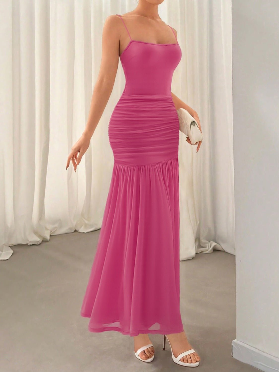 Ruched Maxi Cami Dress - GlossDrop