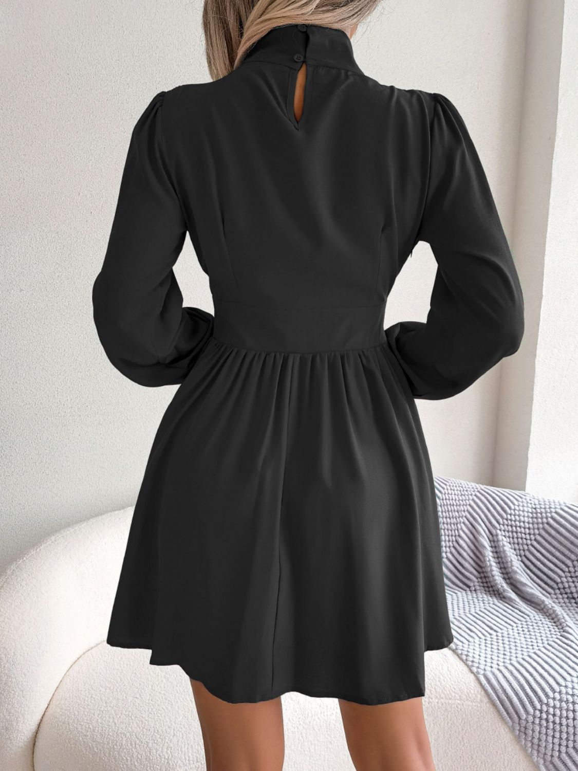 Cutout Turtleneck A - Line Mini Dress - GlossDrop