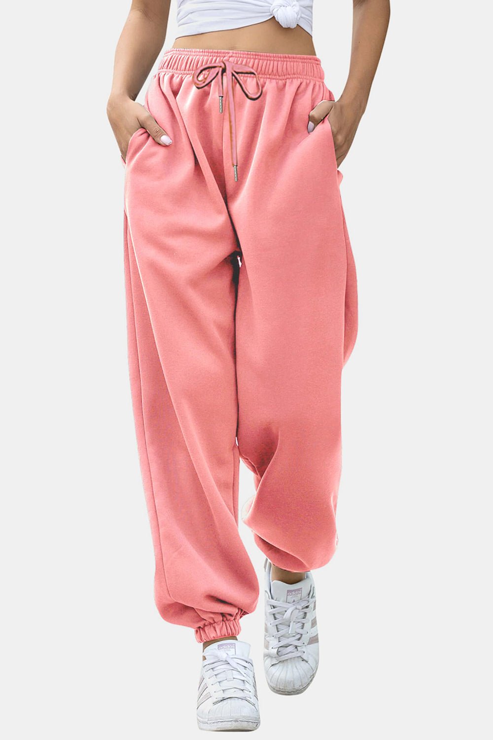 Elastic Waist Joggers with Pockets - GlossDrop