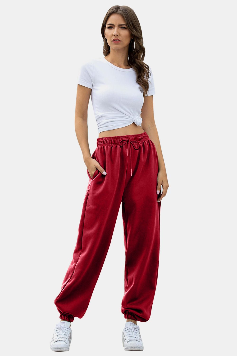 Elastic Waist Joggers with Pockets - GlossDrop