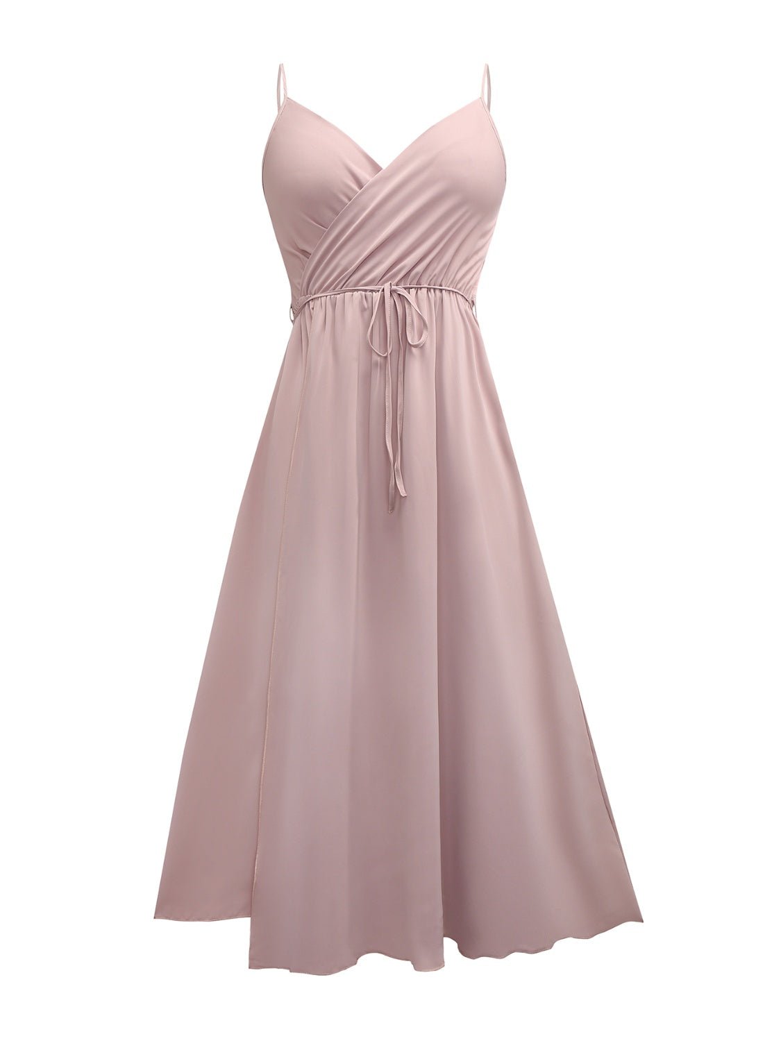 Honey Tied Surplice Sleeveless Midi Cami Dress - GlossDrop
