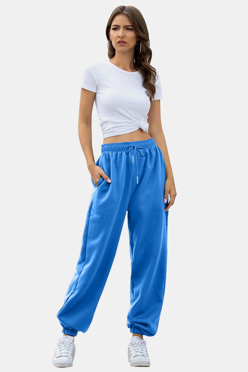 Elastic Waist Joggers with Pockets - GlossDrop