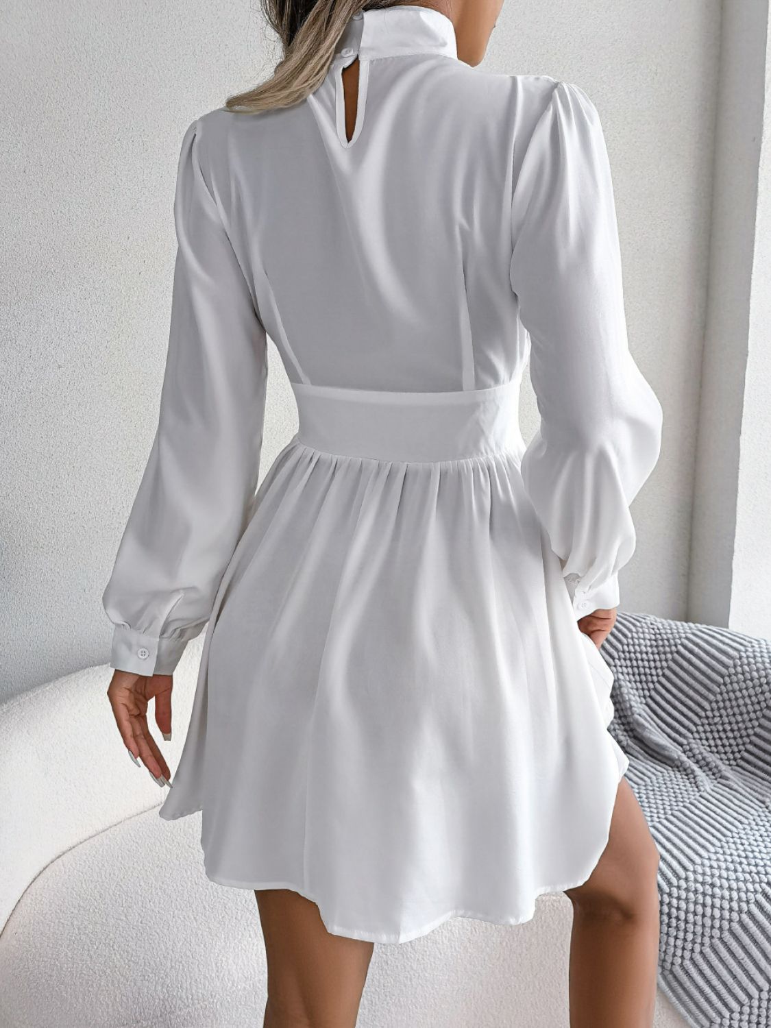 Cutout Turtleneck A - Line Mini Dress - GlossDrop