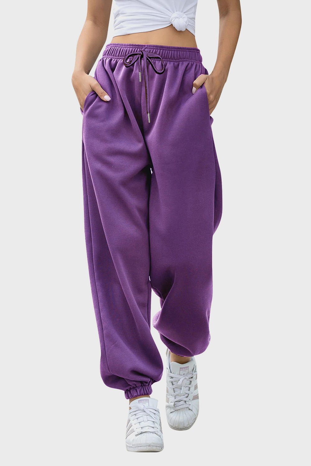 Elastic Waist Joggers with Pockets - GlossDrop