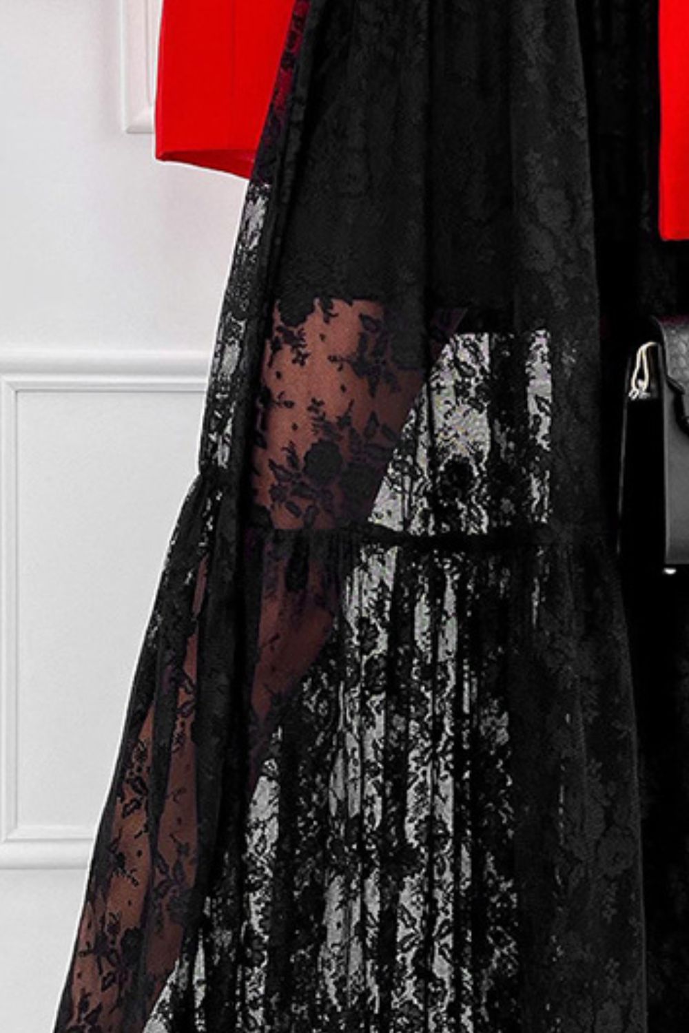 Lace Elastic Waist Maxi Skirt - GlossDrop