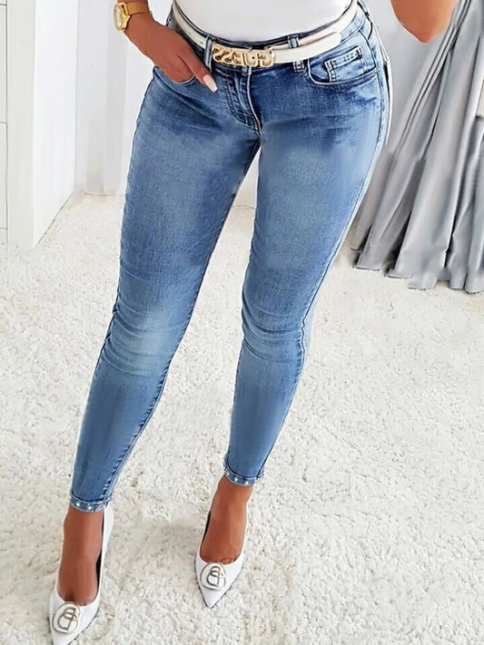Rhinestone Butterfly Jeans with Pockets - GlossDrop