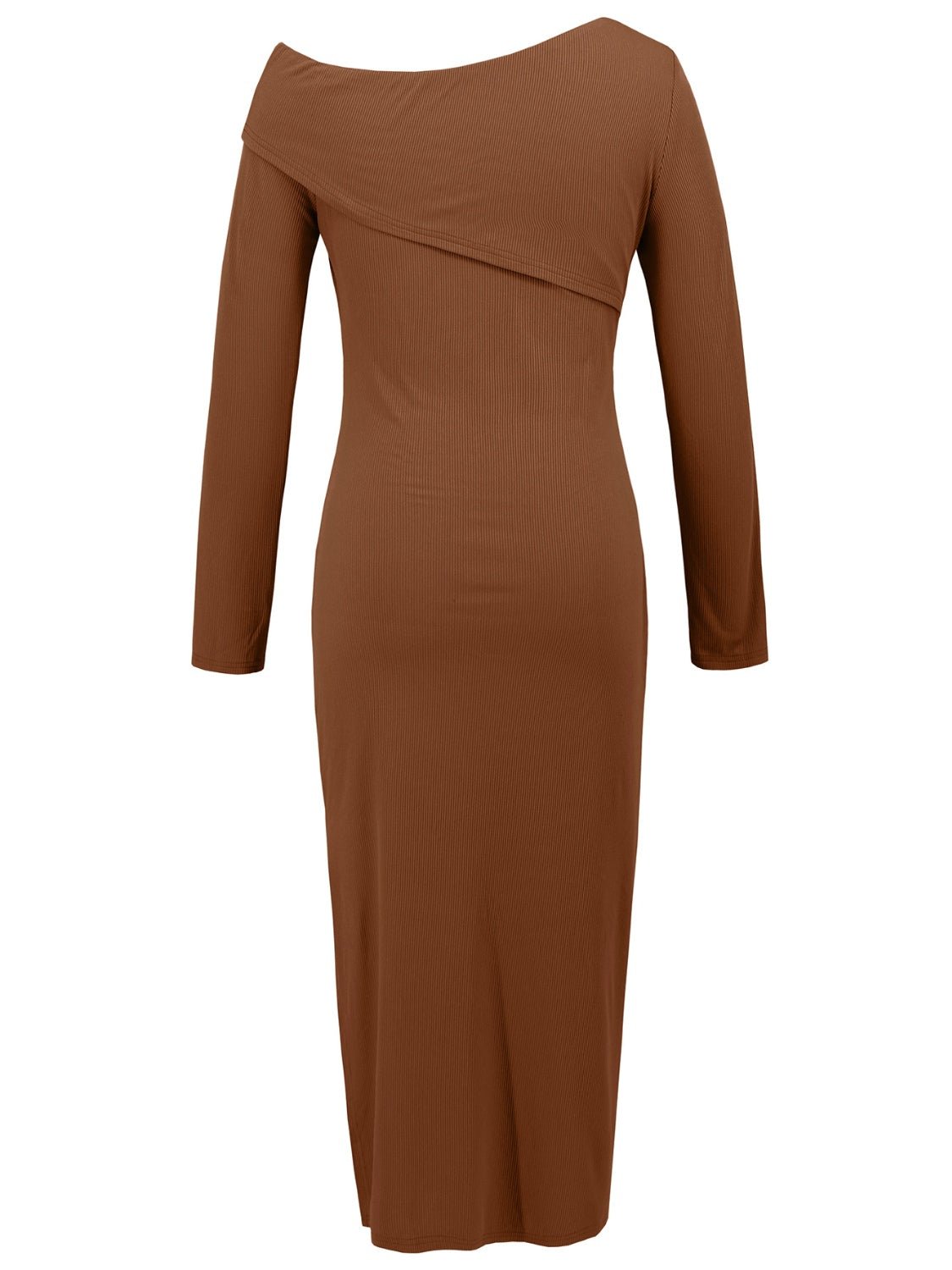 Slit One Shoulder Long Sleeve Dress - GlossDrop