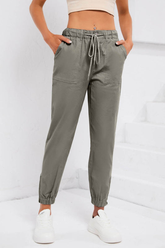 Drawstring Side Zip Joggers - GlossDrop