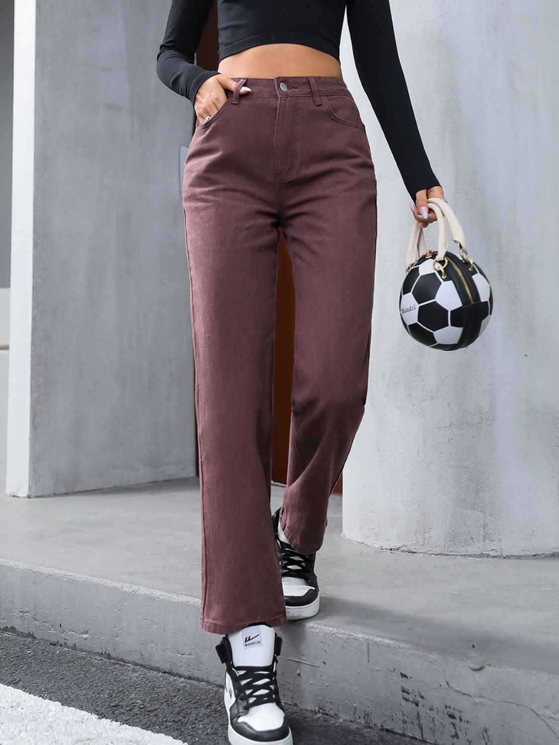Straight Leg Jeans with Pockets - GlossDrop