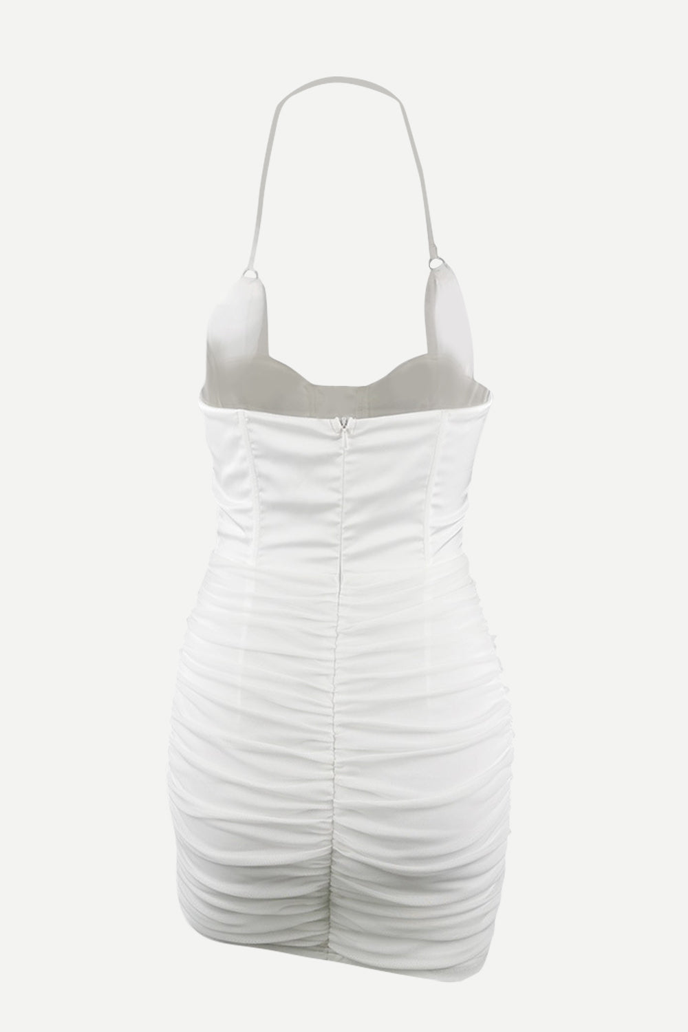 Lace - Up Ruched Halter Neck Wrap Dress - GlossDrop