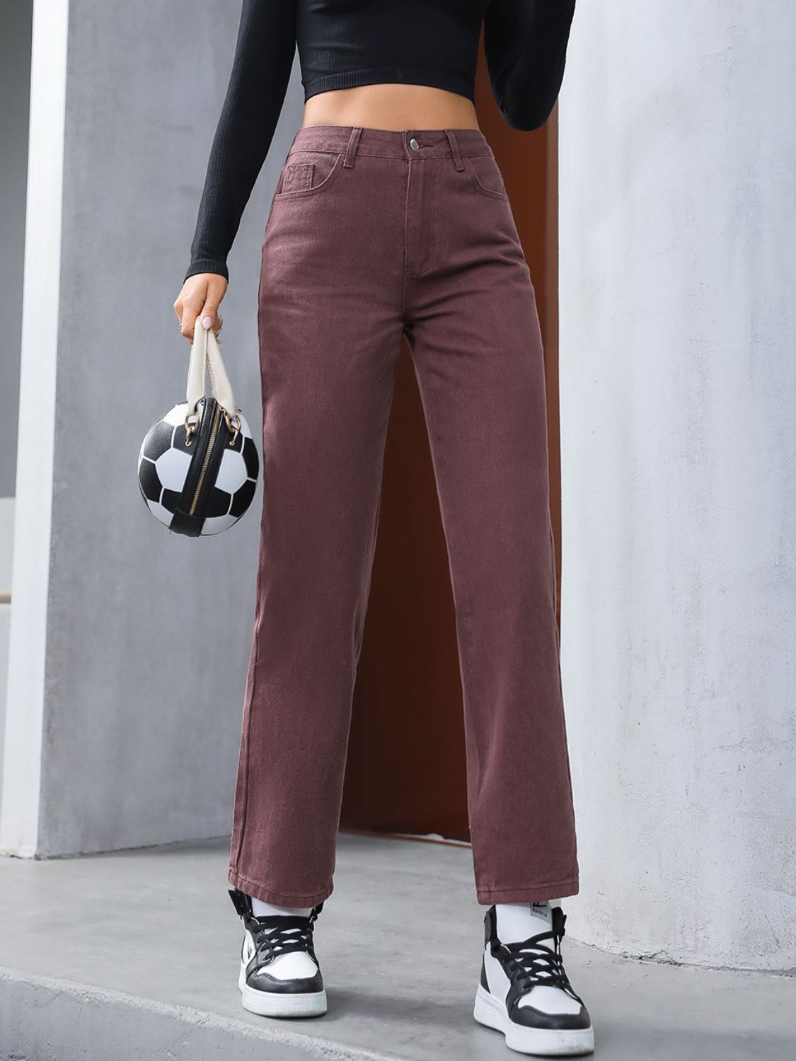 Straight Leg Jeans with Pockets - GlossDrop