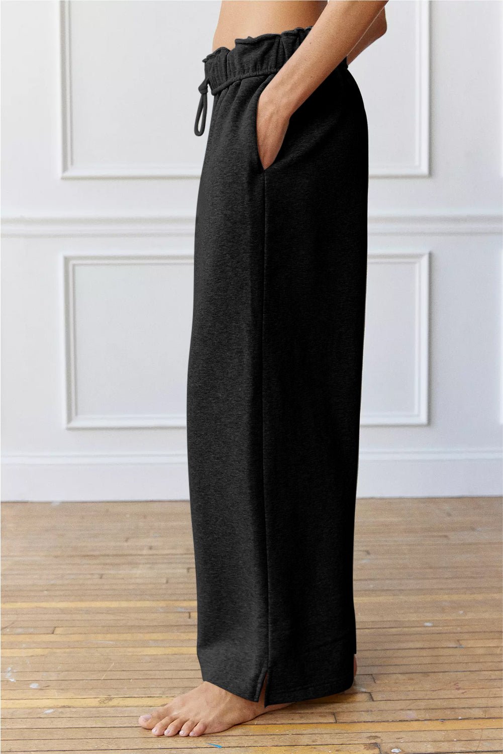 Drawstring Wide Leg Active Pants - GlossDrop
