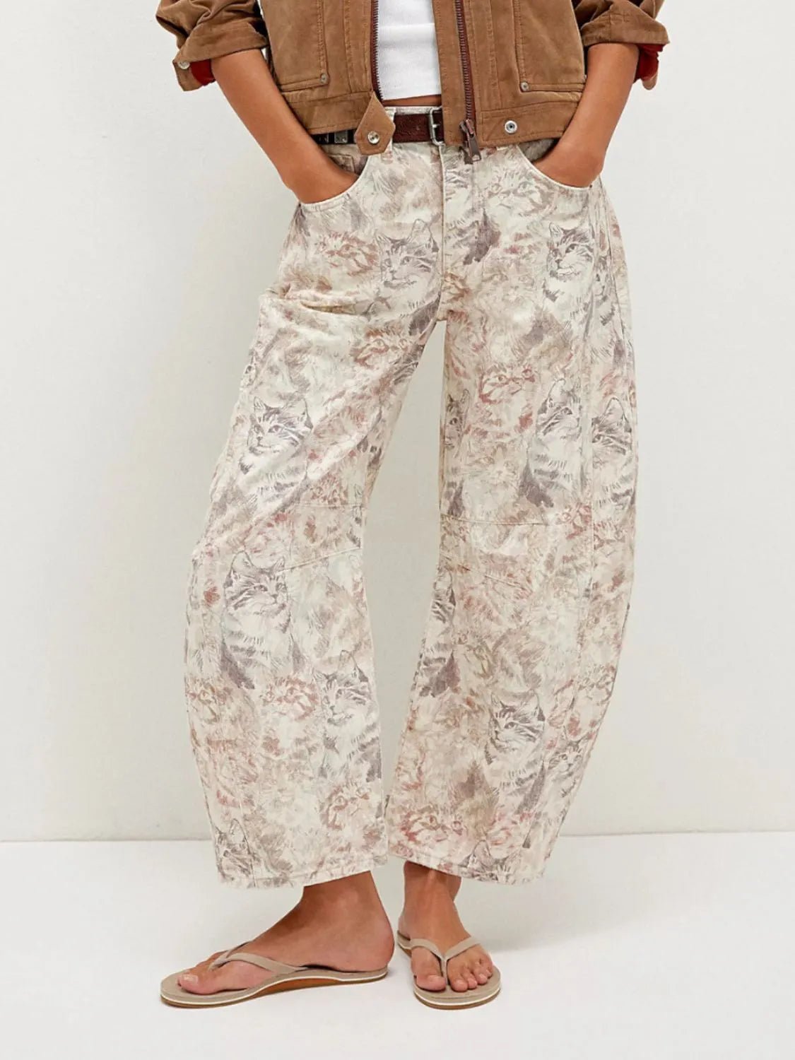 Printed Wide Leg Jeans - GlossDrop