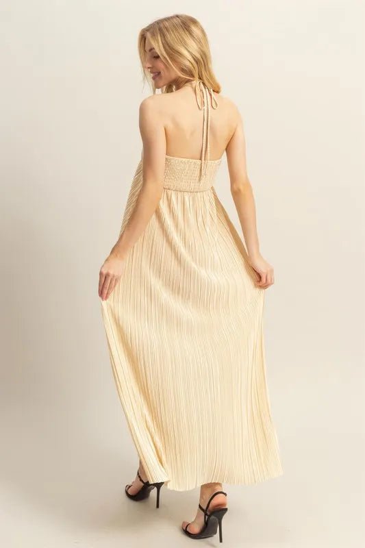 HYFVE Knotted Detail Halter Neck Flowy Maxi Dress - GlossDrop