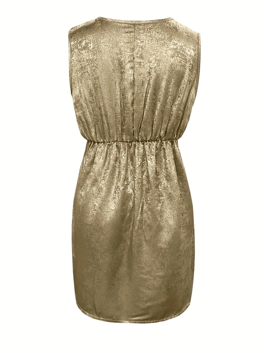 Ruched Surplice Sleeveless Mini Dress - GlossDrop