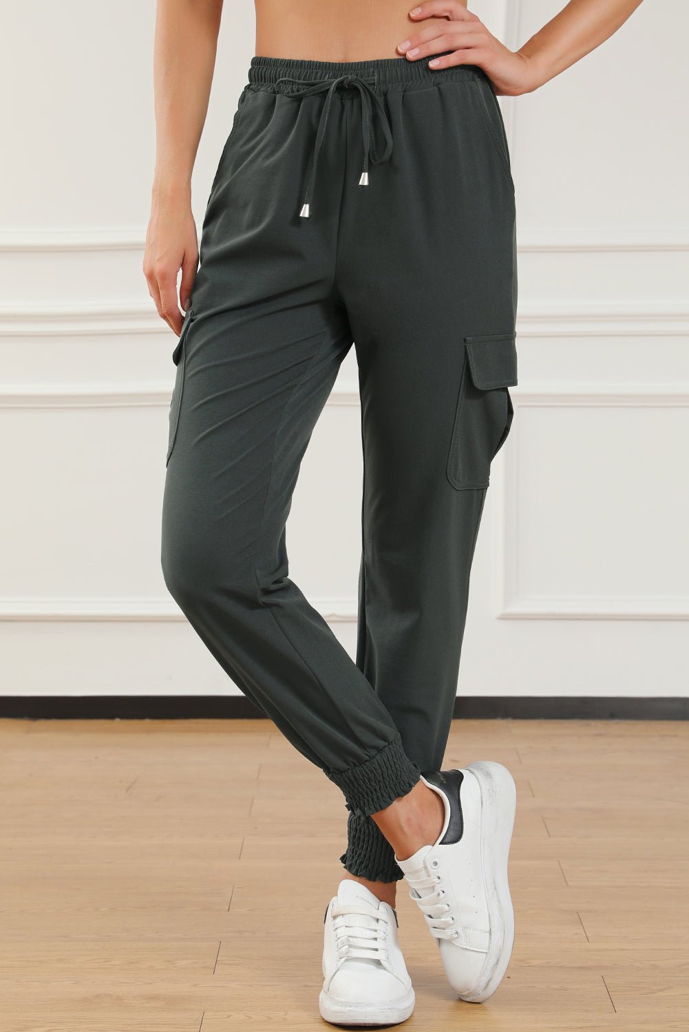 Drawstring High Waist Joggers With Pockets - GlossDrop