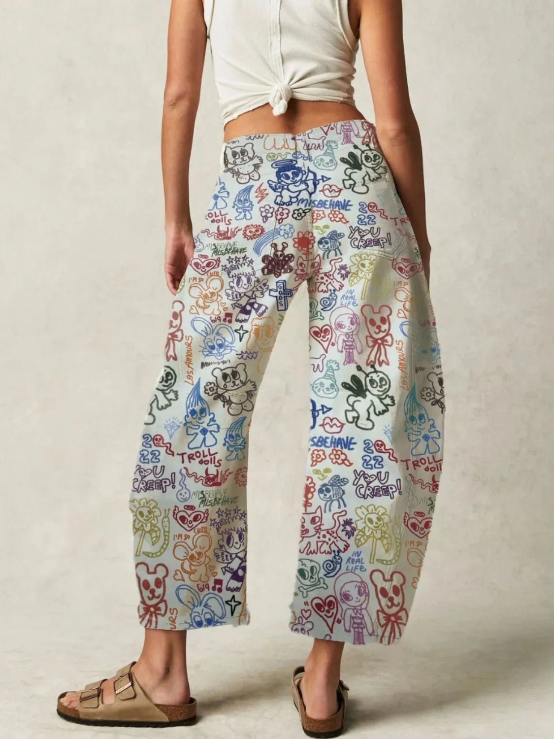 Printed Wide Leg Jeans - GlossDrop