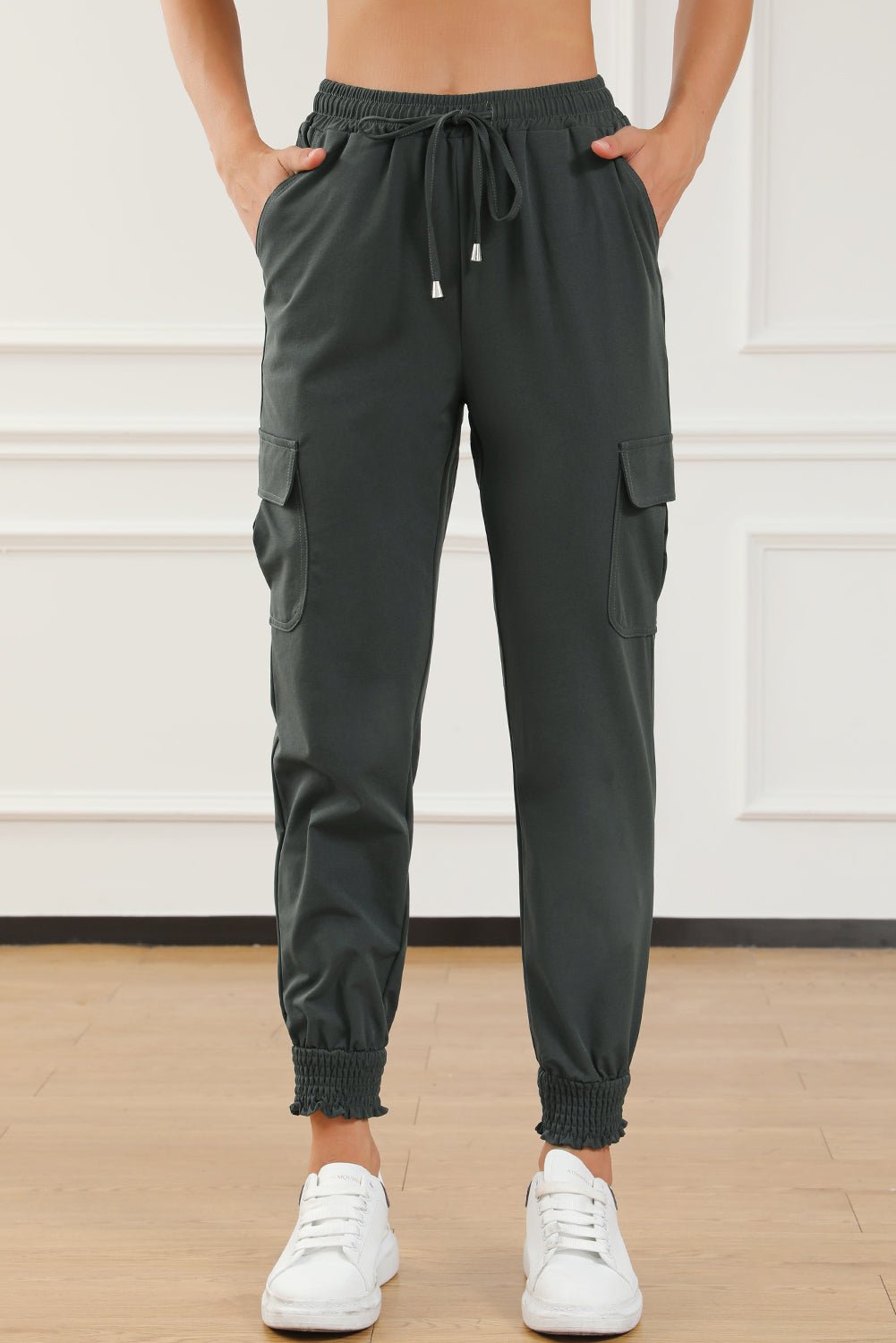 Drawstring High Waist Joggers With Pockets - GlossDrop