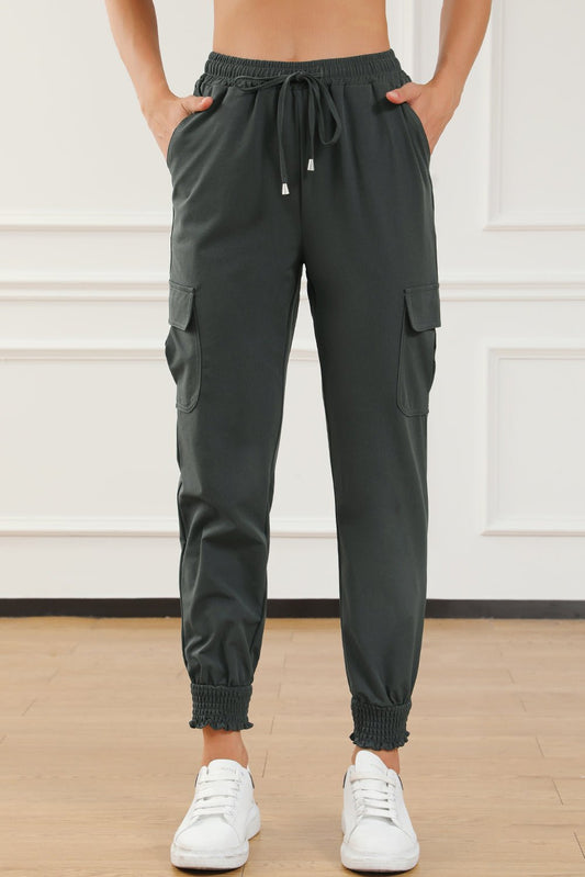 Drawstring High Waist Joggers With Pockets - GlossDrop