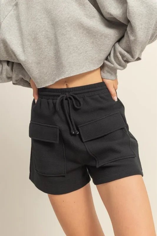 HYFVE Drawstring Waffle Knit Front Pocket Shorts - GlossDrop