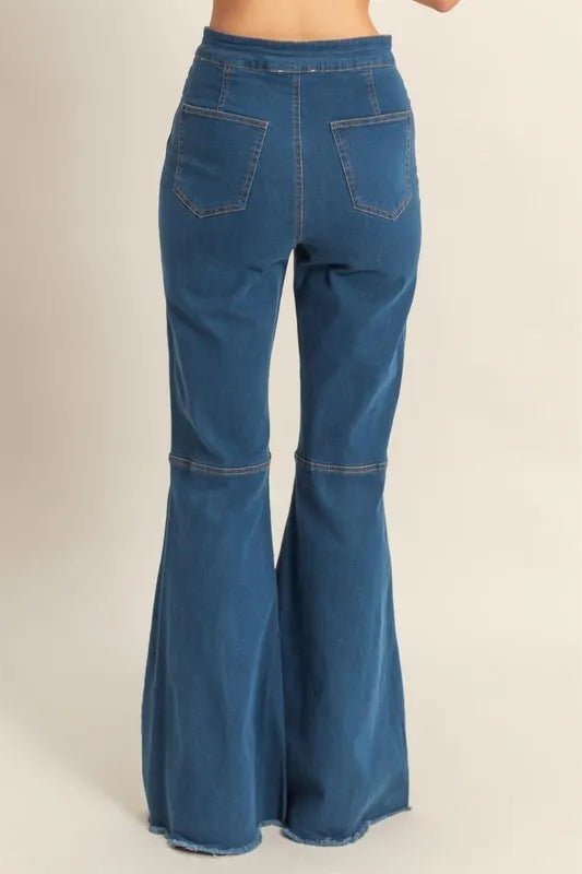 HYFVE Raw Hem High - Waist Washed Flared Jeans - GlossDrop