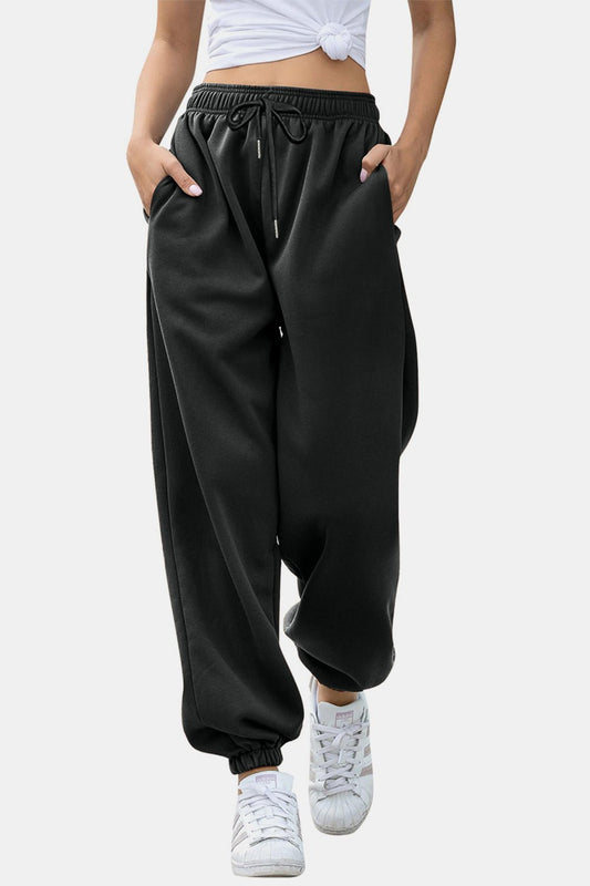 Elastic Waist Joggers with Pockets - GlossDrop
