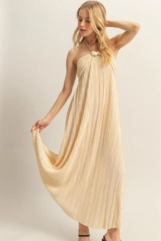 HYFVE Knotted Detail Halter Neck Flowy Maxi Dress - GlossDrop