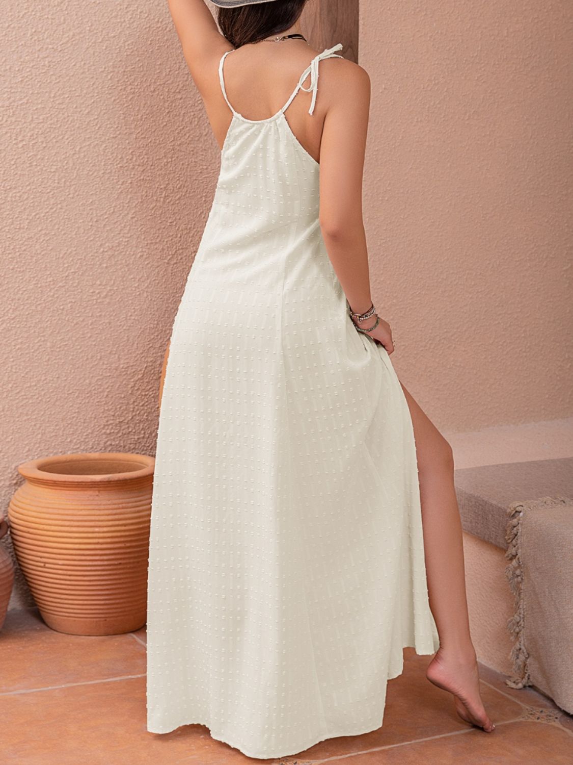Swiss Dot Cutout Sleeveless Maxi Dress - GlossDrop