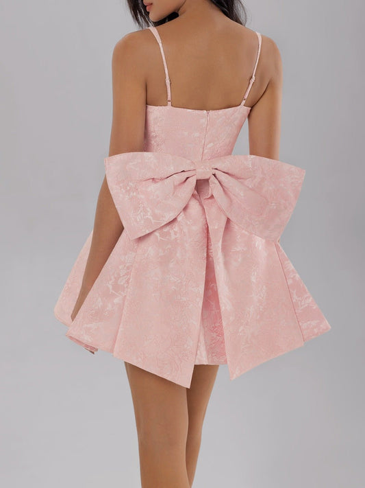 Satin Mini Cami Dress with Bow - GlossDrop