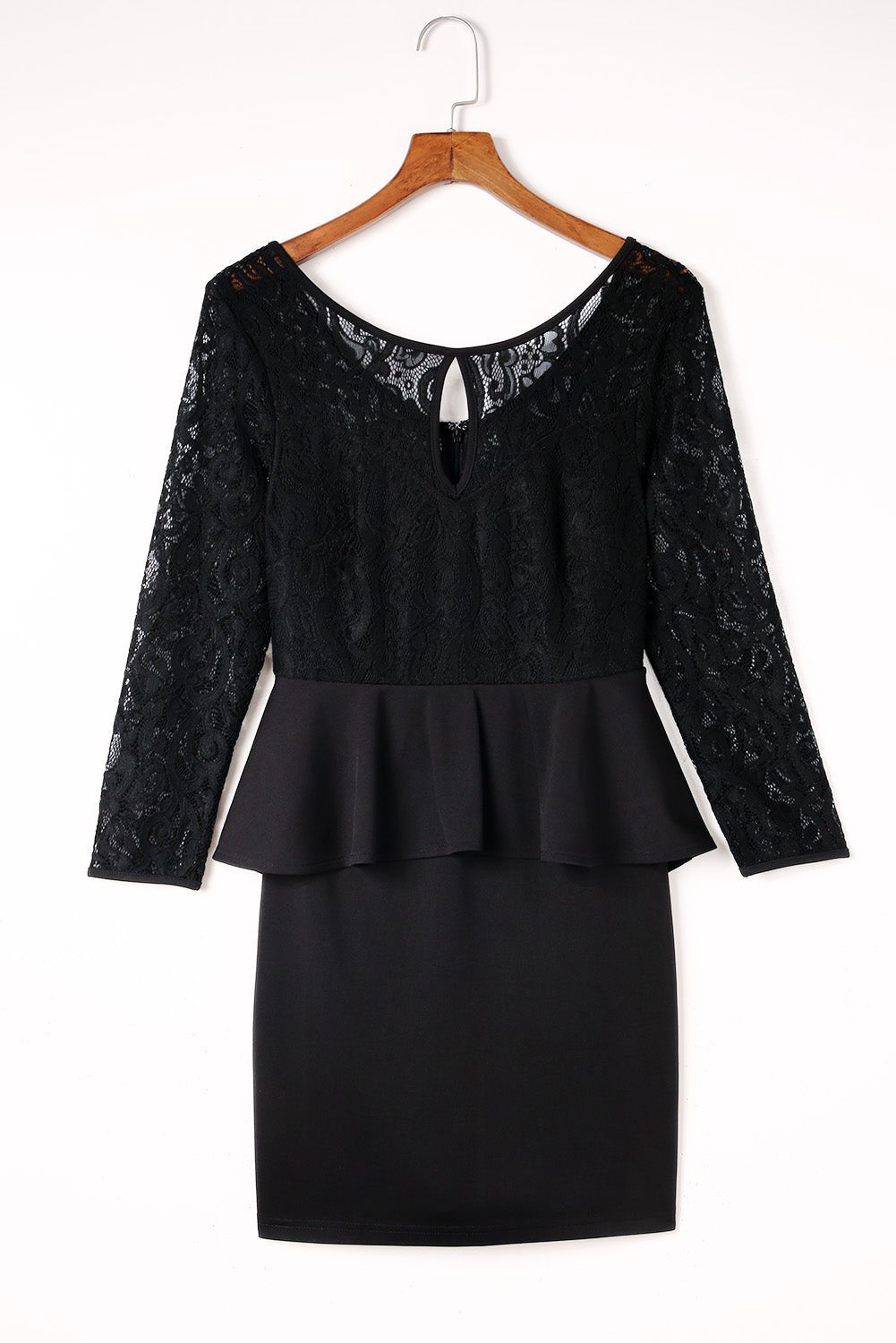 Lace Detail Long Sleeve Mini Dress - GlossDrop