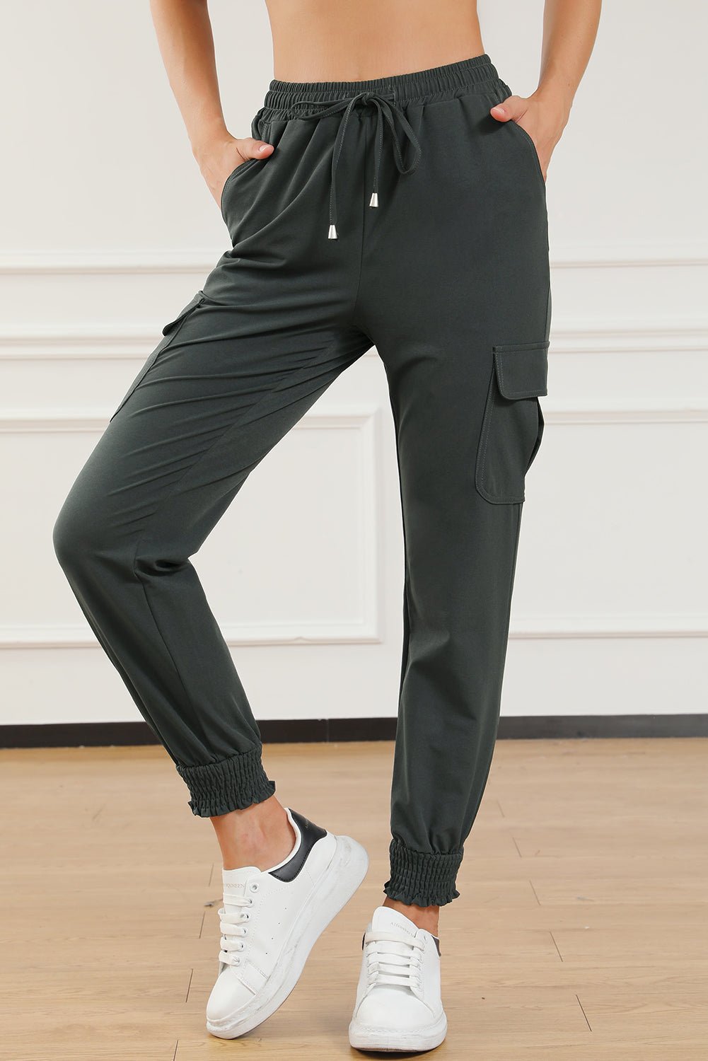 Drawstring High Waist Joggers With Pockets - GlossDrop